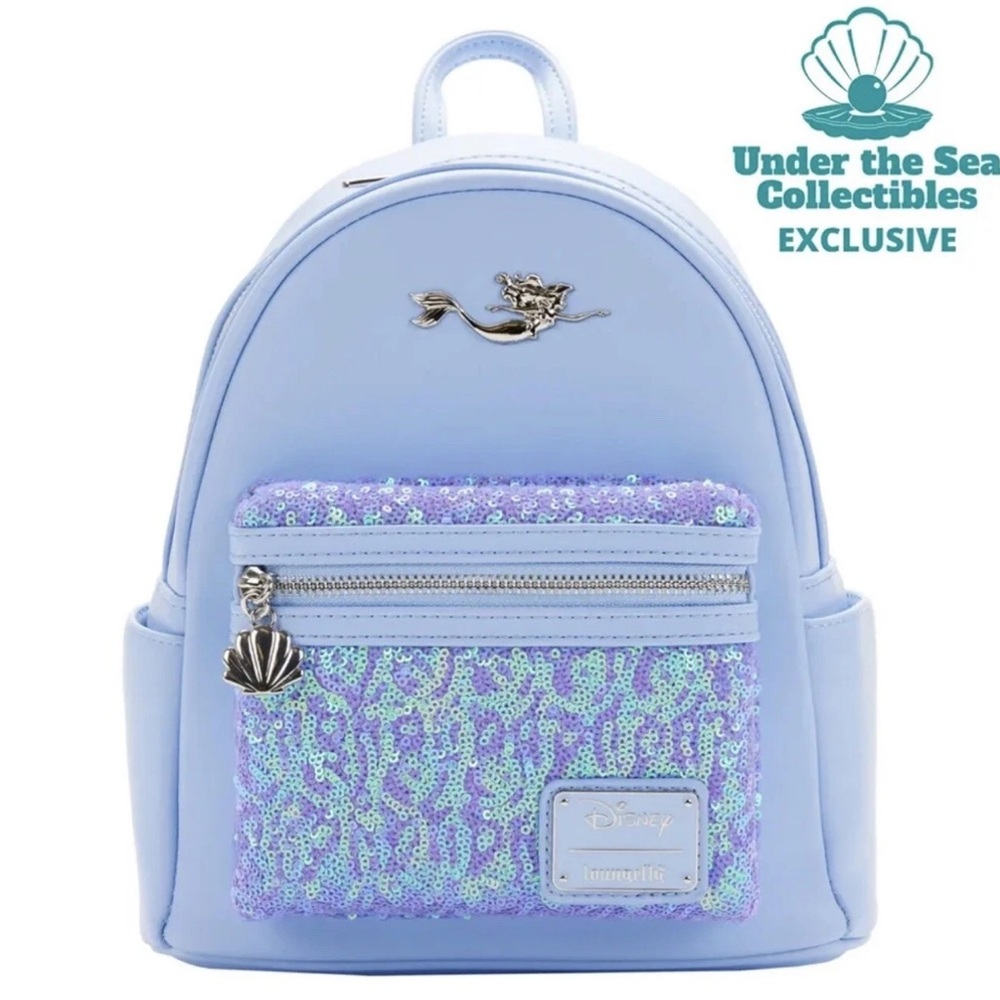 New Little Mermaid Ariel Sequins Loungefly Under the Sea Exclusive Backpack